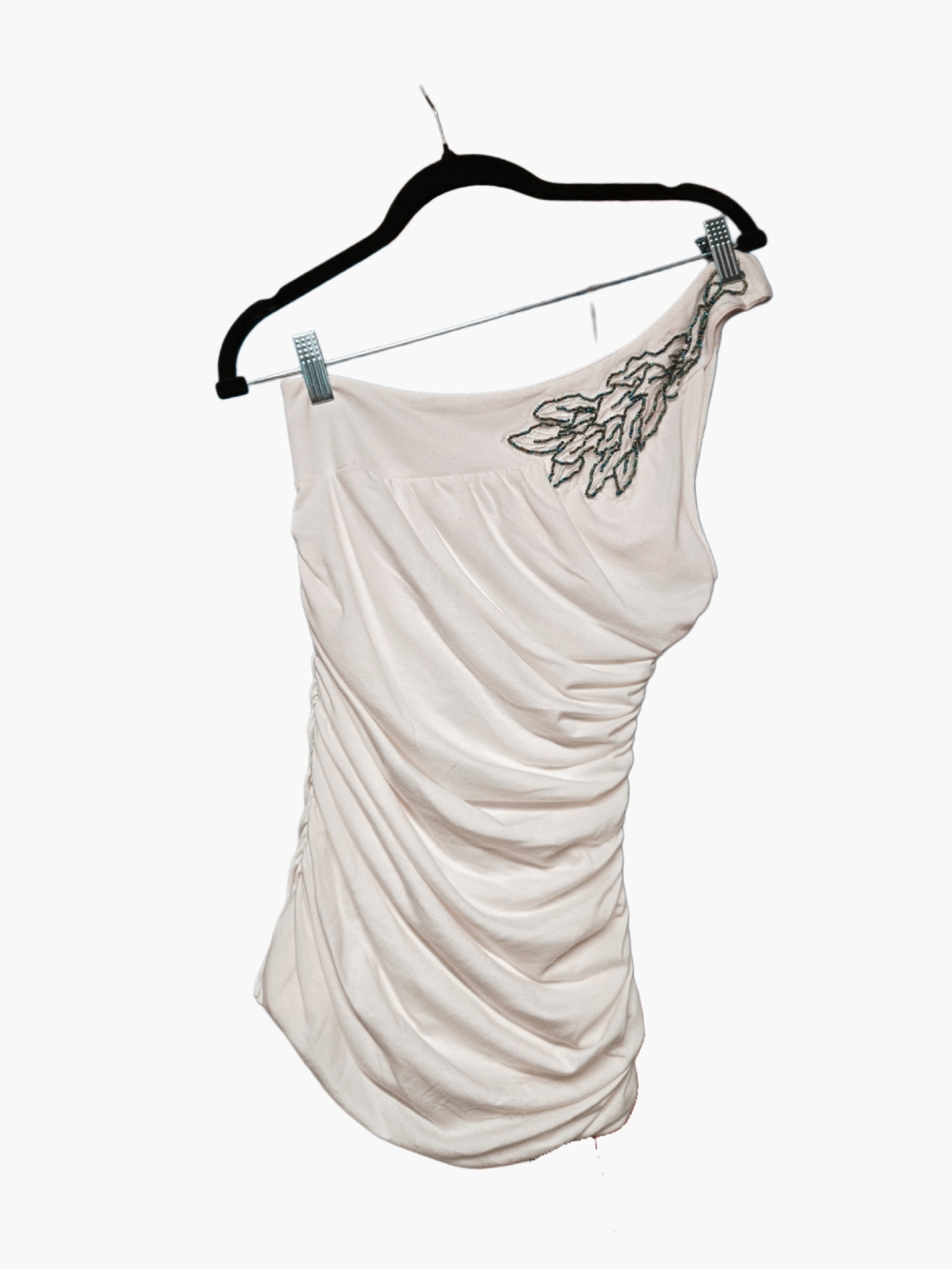 Y2k Trixxi One-Shoulder Ruched Top with Embellished Shoulder!